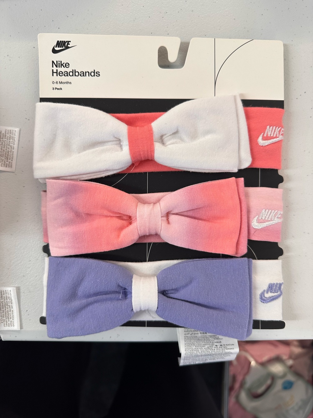 Nike Kids Headband Trio - White, Coral & Lavender Bow Set